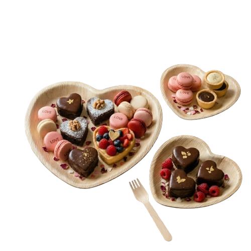 6 inch Heart Shaped Areca Plate